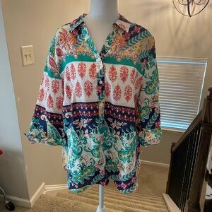 Chico's Multicolor Floral Button Down Shirt